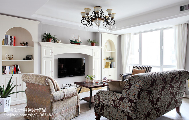 180000万元三居128平米美式新婚房装修案例-8