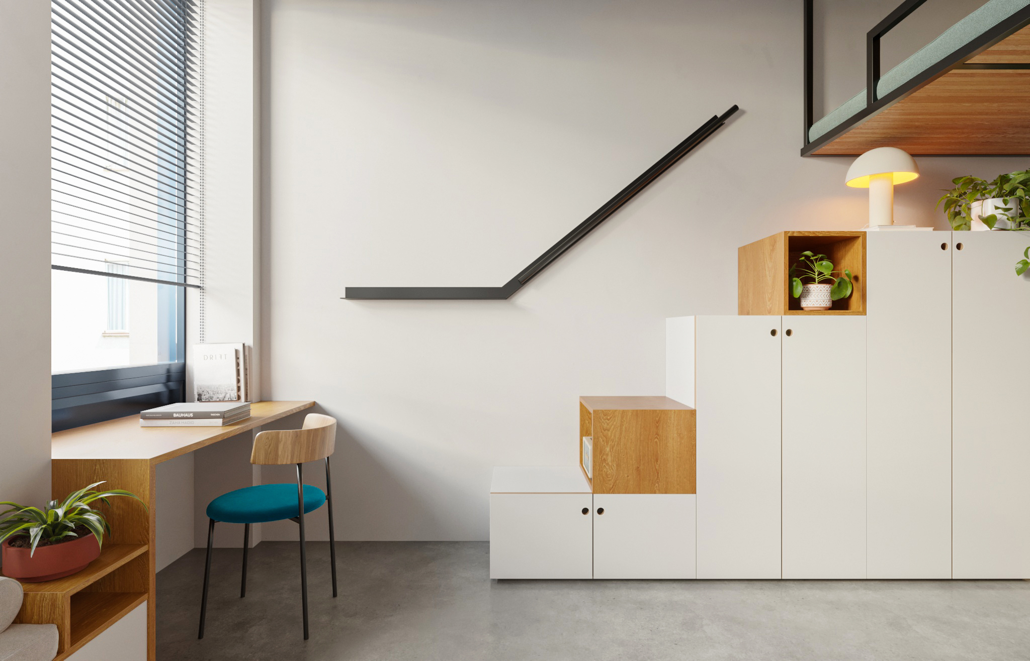 A Loft Bed Suspended From The Ceiling-6