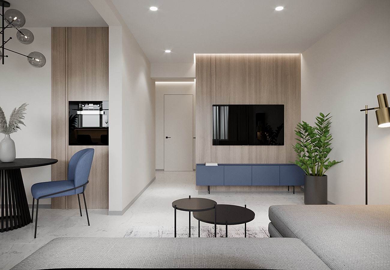 Small cozy apartment with indigo color-6