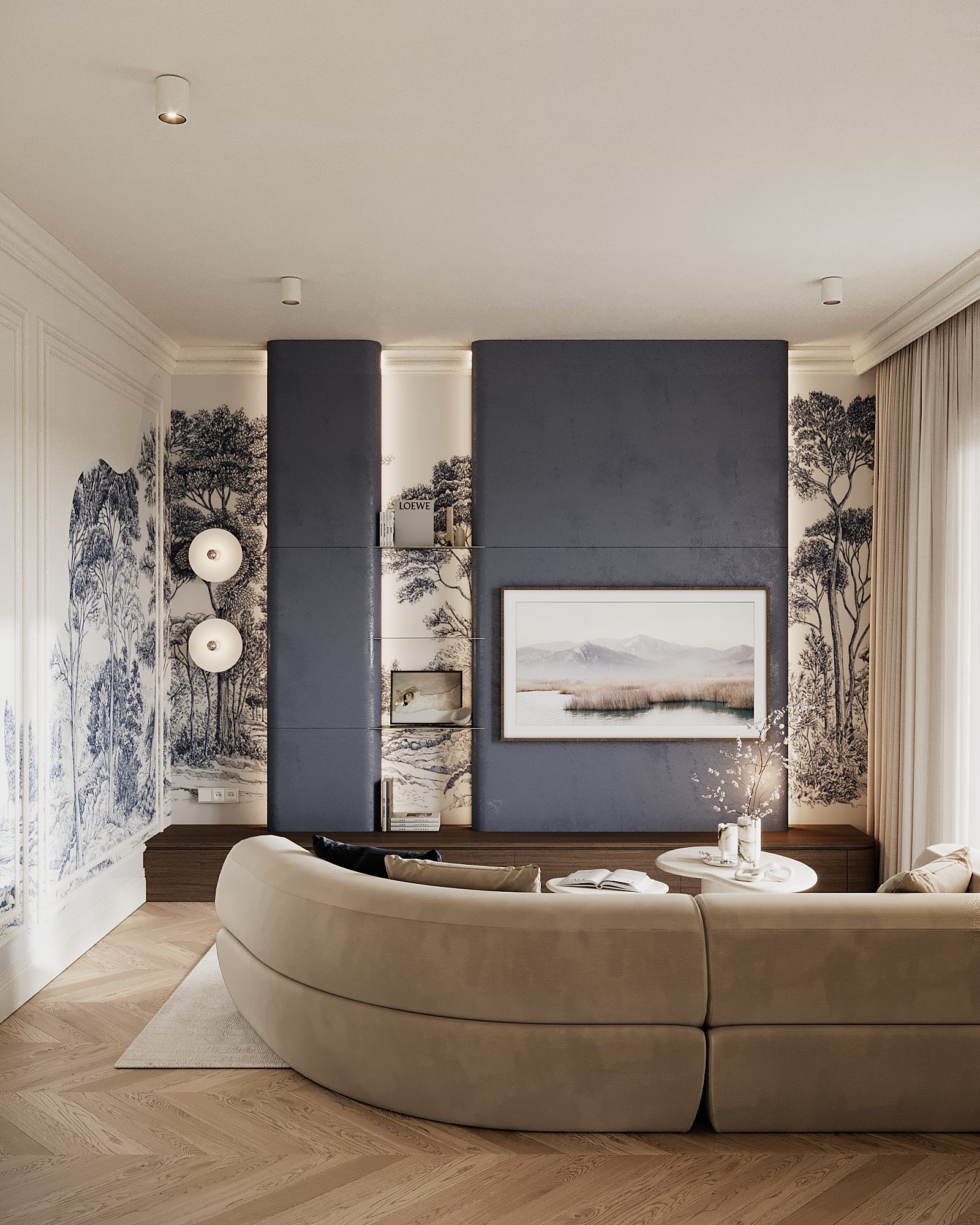 Modern Classic Apartment Interior with Blue Accents-4