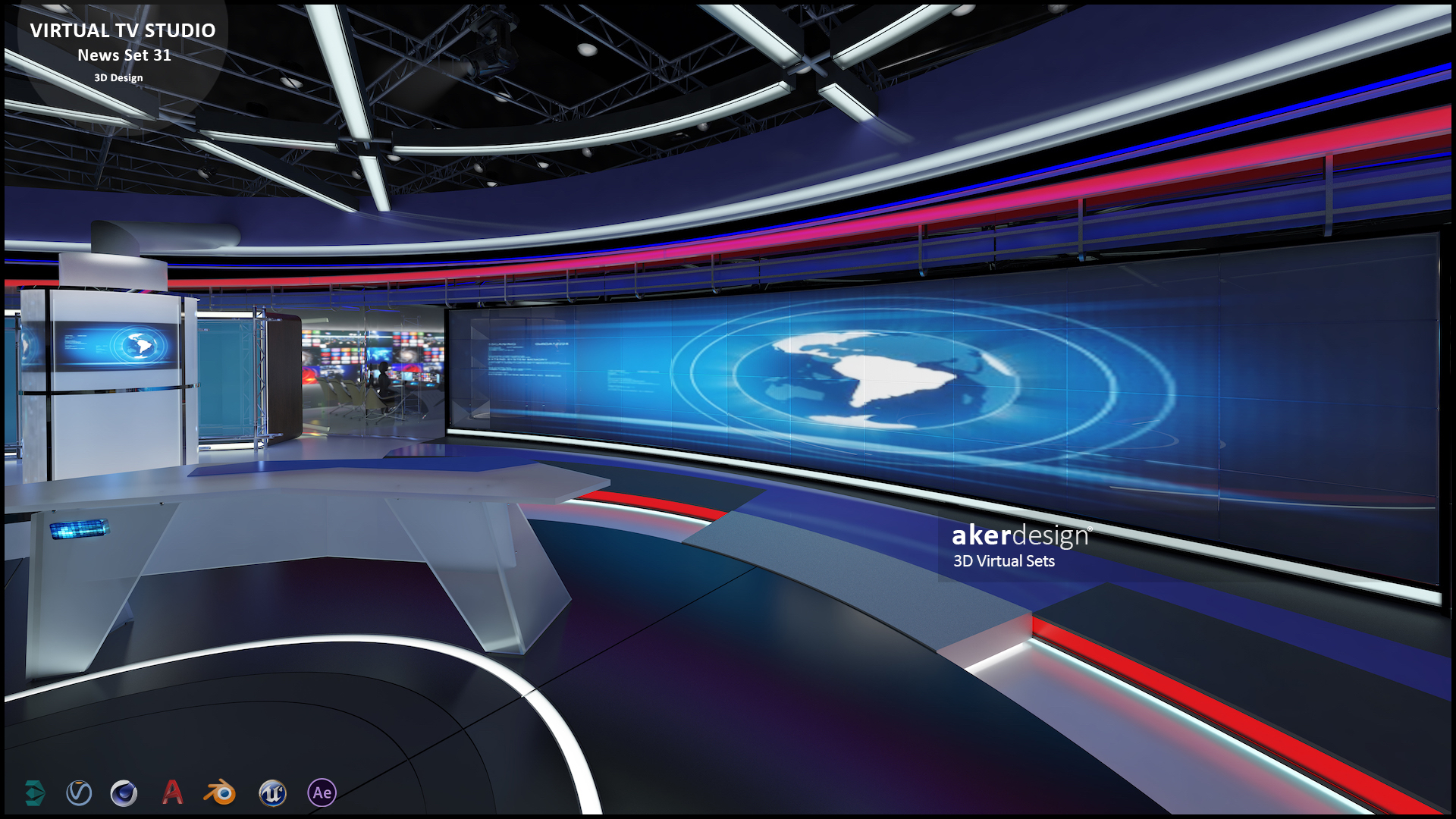 虚拟电视演播室新闻场景 1-4