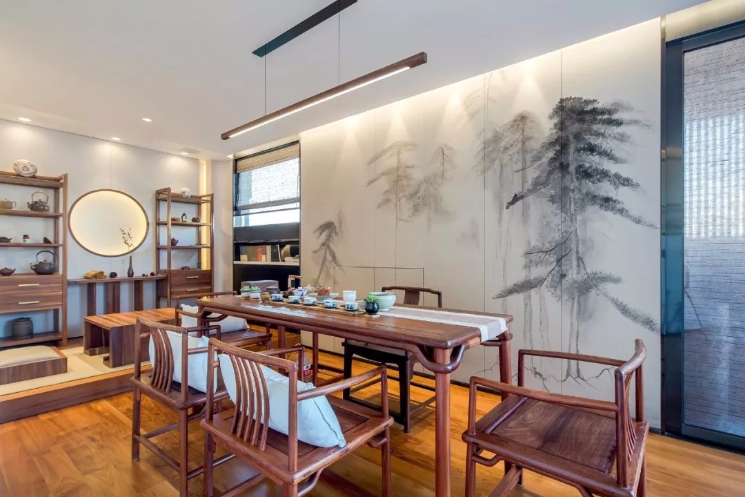 新中式茶舍 | 木质古典水墨空间-14