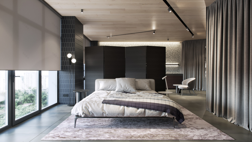 乌克兰市中心迷你公寓,温暖暗色调营造放松空间-7