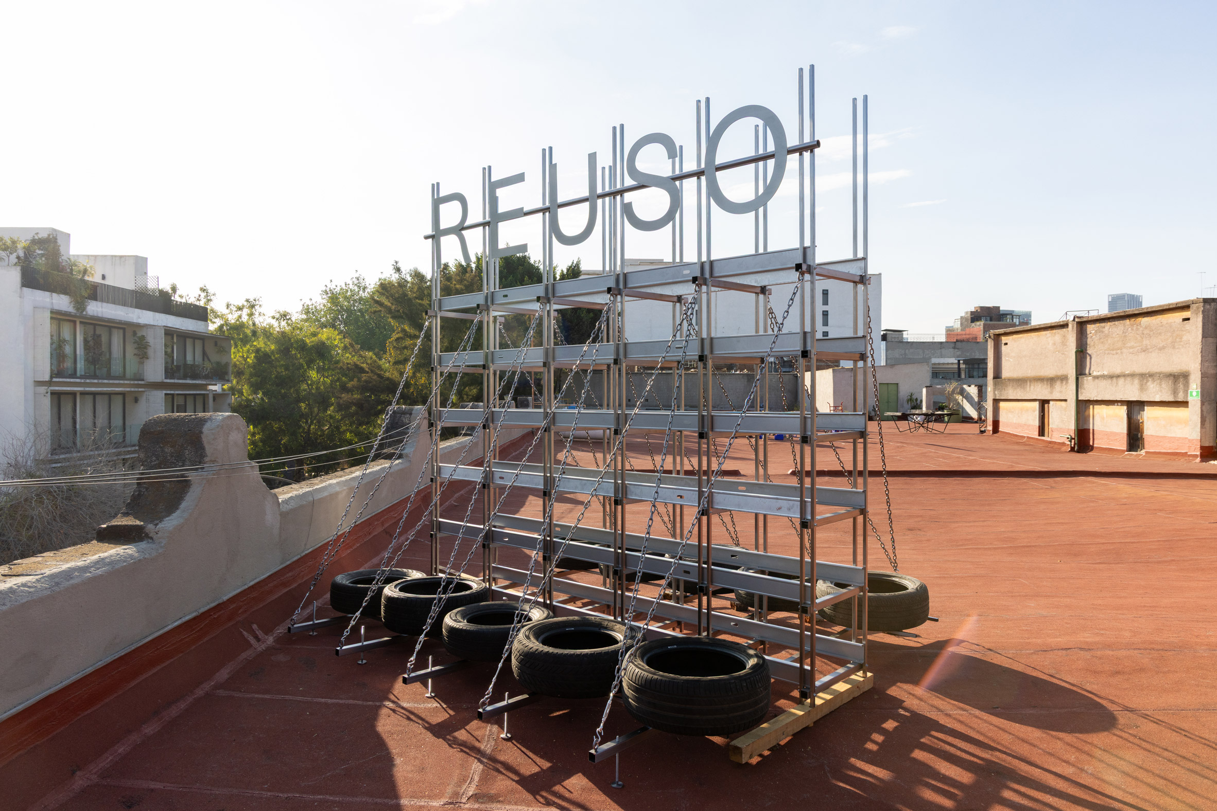Architects respond to "excess and demolition" at Mexico City art week reuse exhibition-34