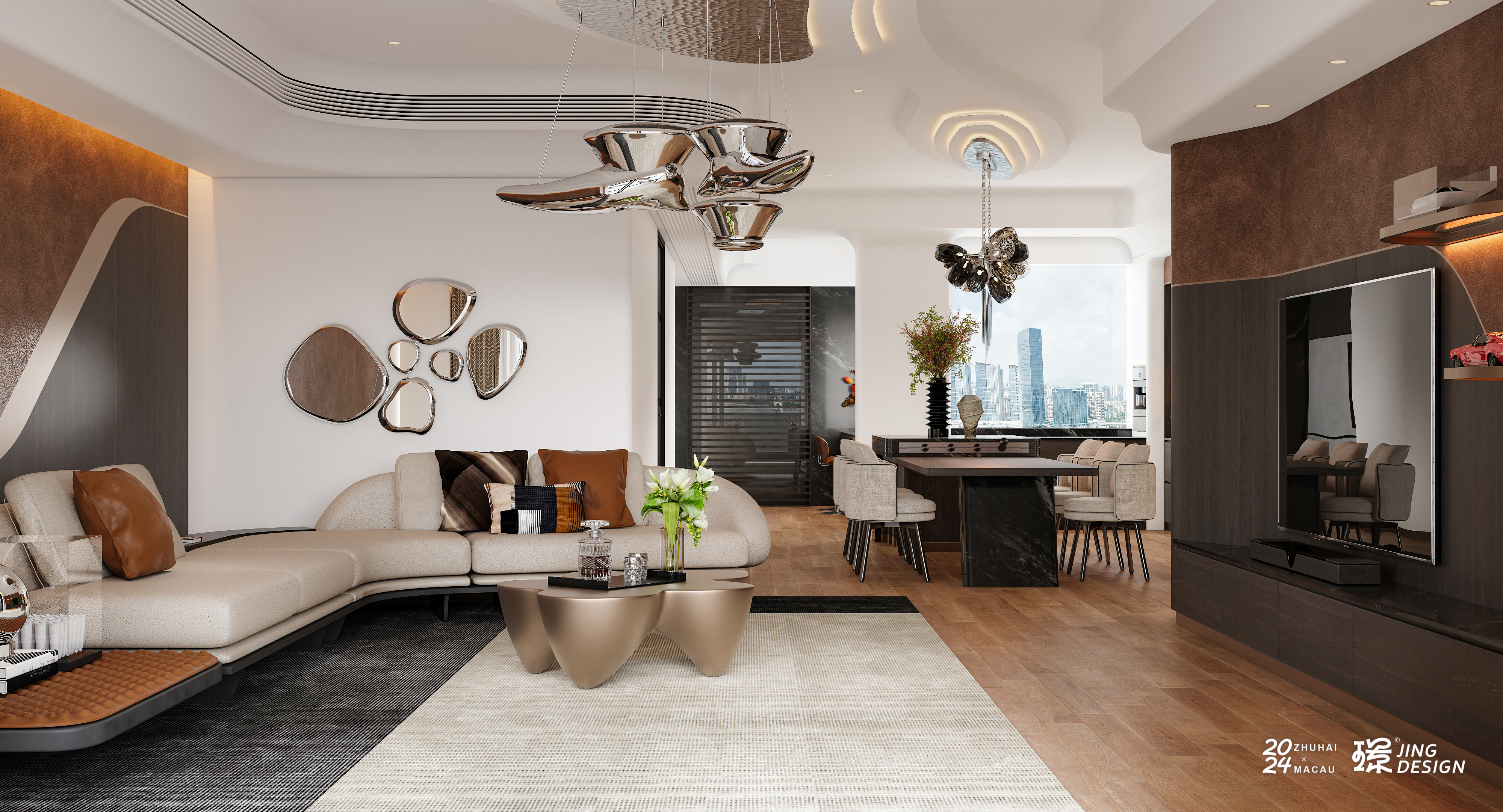 顶奢风格235平方河景高层-5