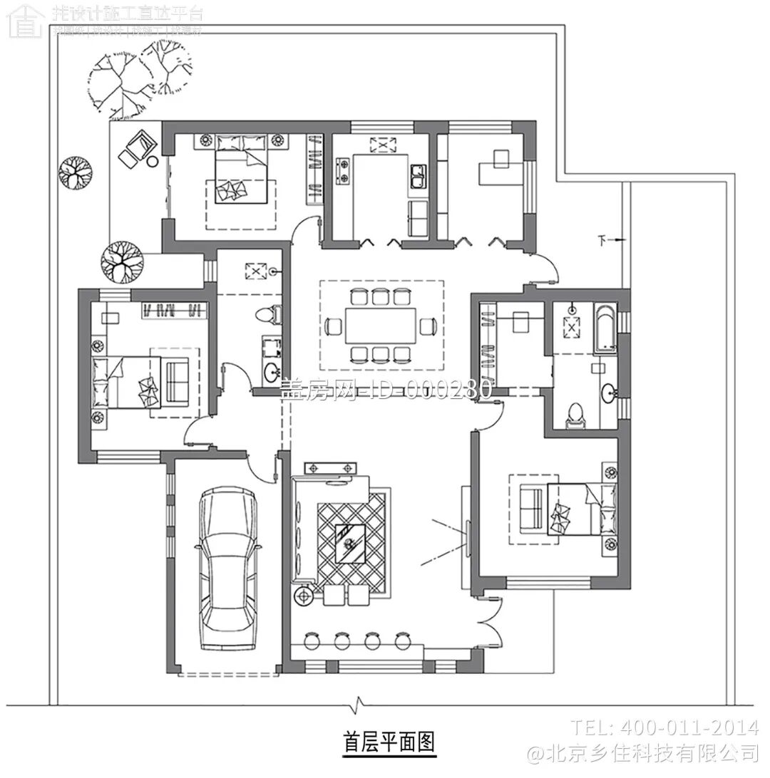 【设计师案例】土建参考造价37万，面宽15.8m×进深15.8m山西太原一层现代别墅-23