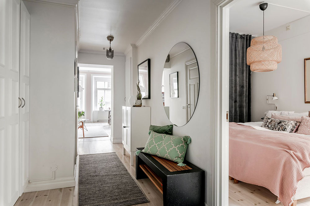 瑞典 60㎡粉色调公寓,复古橱柜增色不少-19