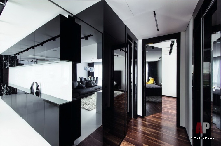 现代黑白调家庭公寓的极简风设计-25