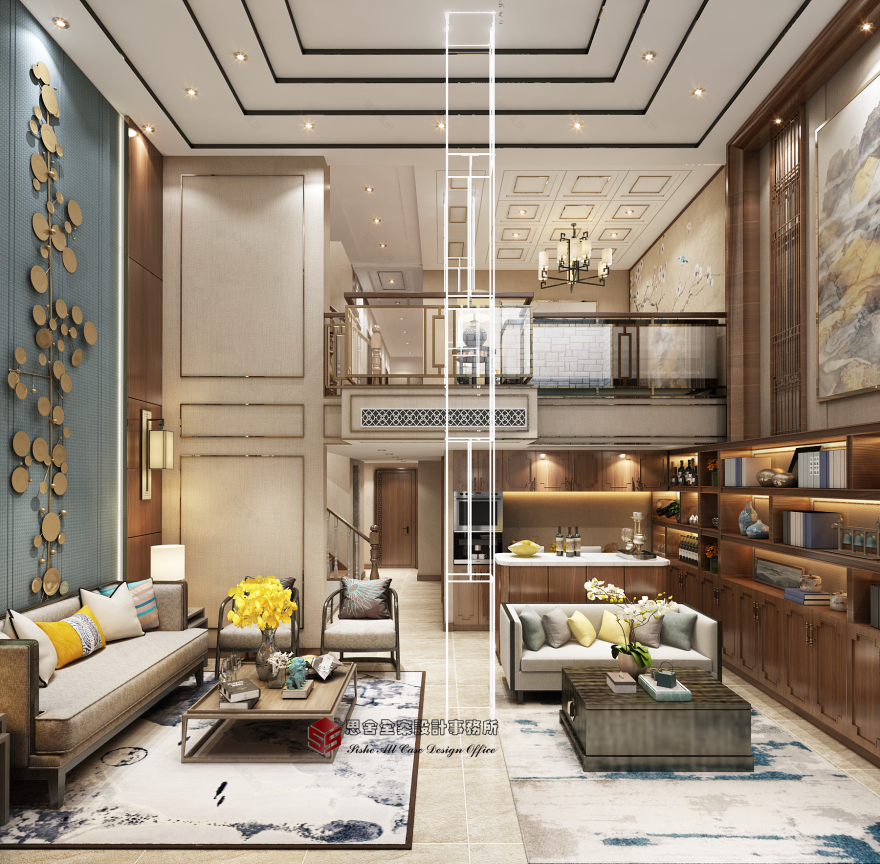 融合两种风格的地下室轻奢美式空间设计-3