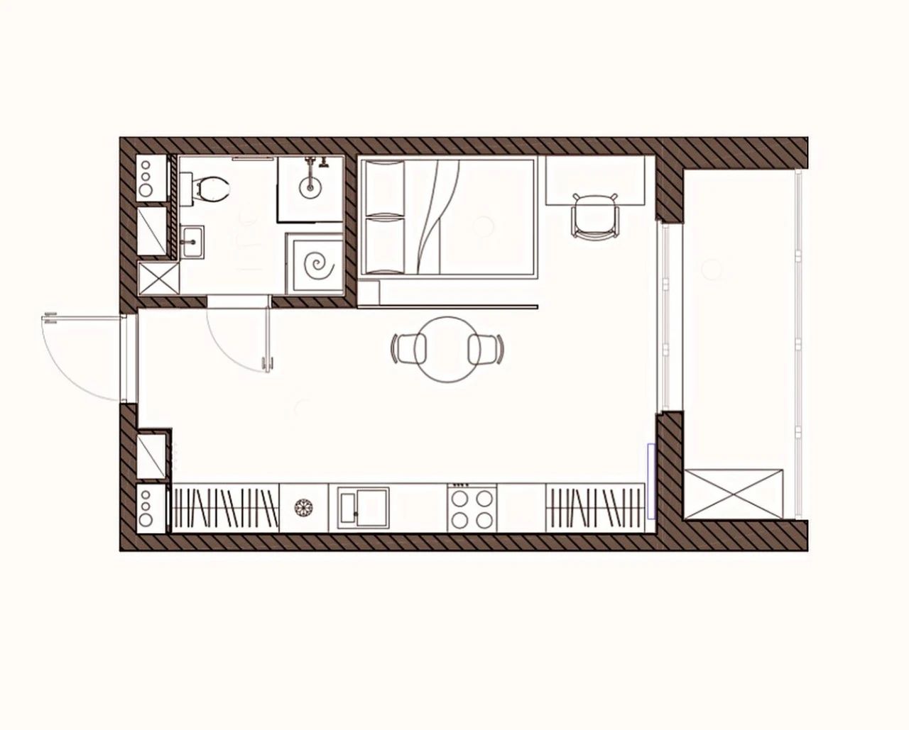 33㎡一居室设计丨Angelika Makarevich-5