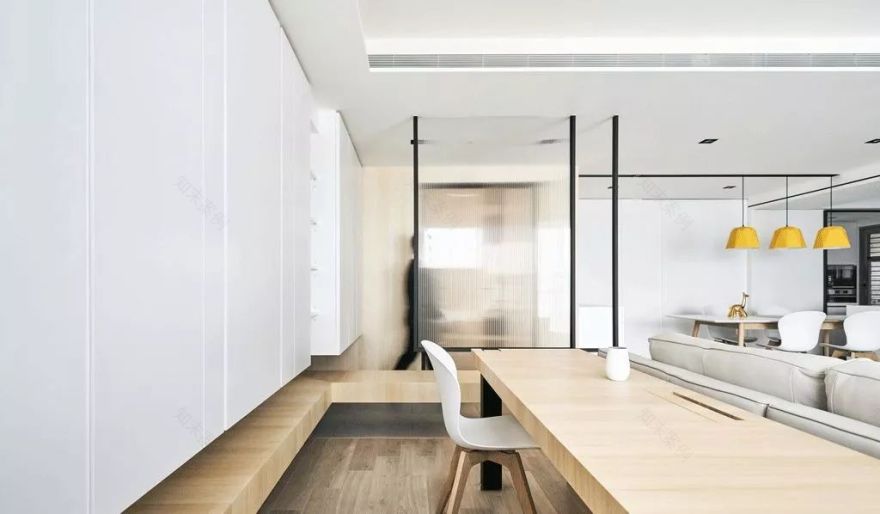 极简风格客厅书房一体化设计-45