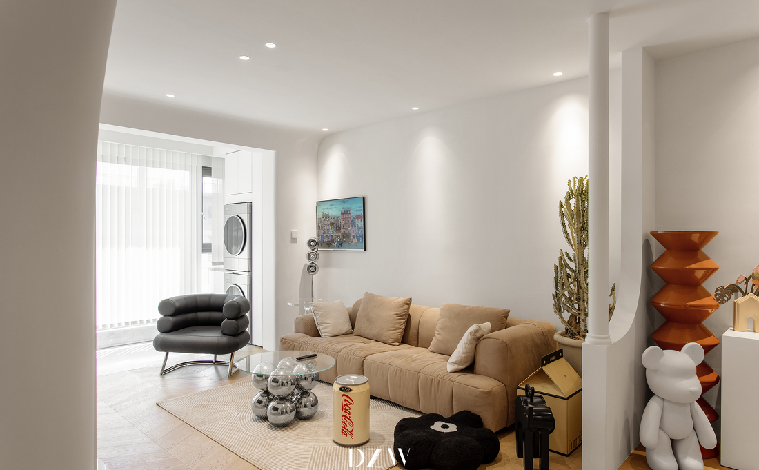 弧形拱门,波浪墙面新居设计-17