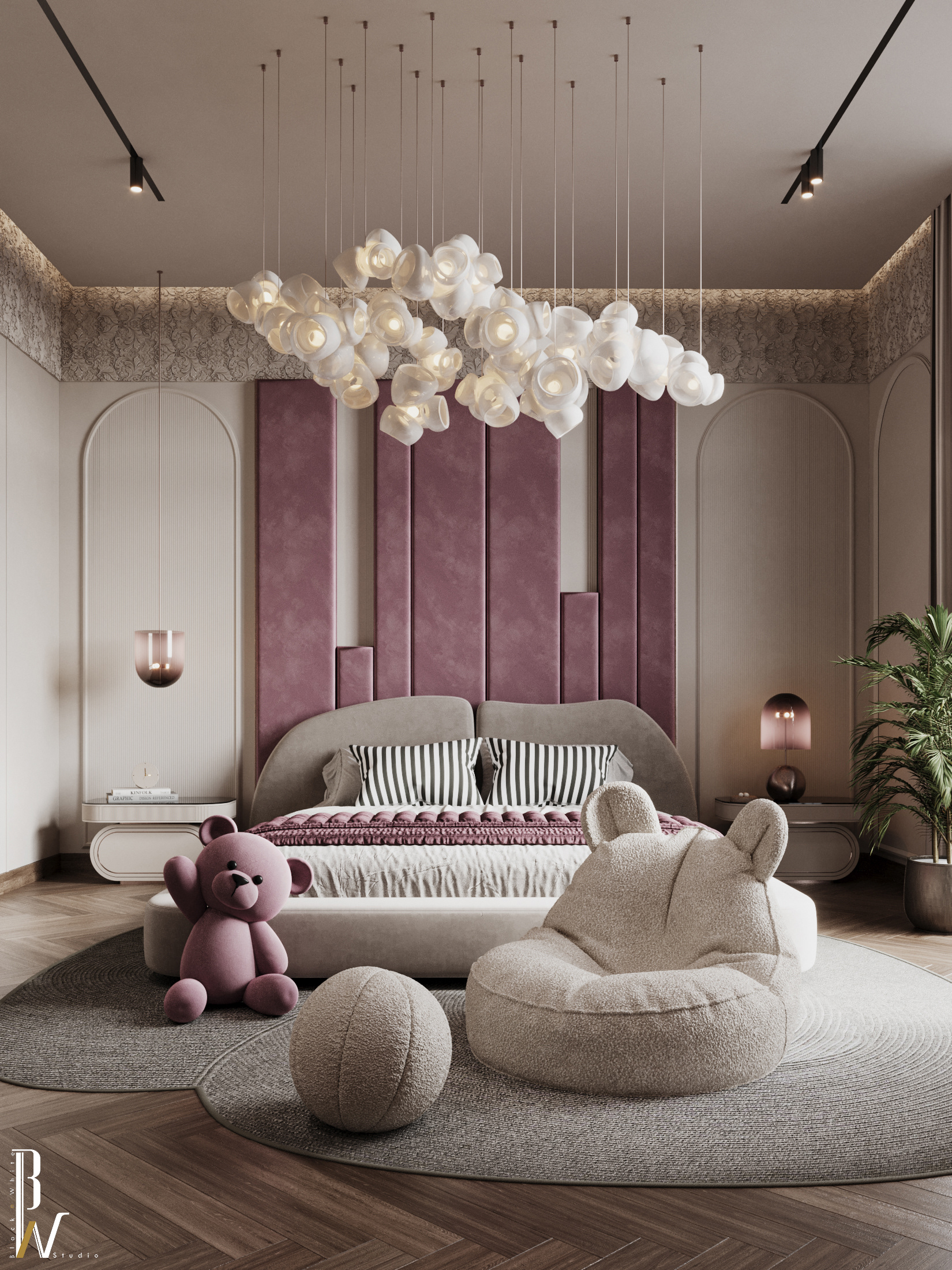 女孩卧室设计丨Black N White-9