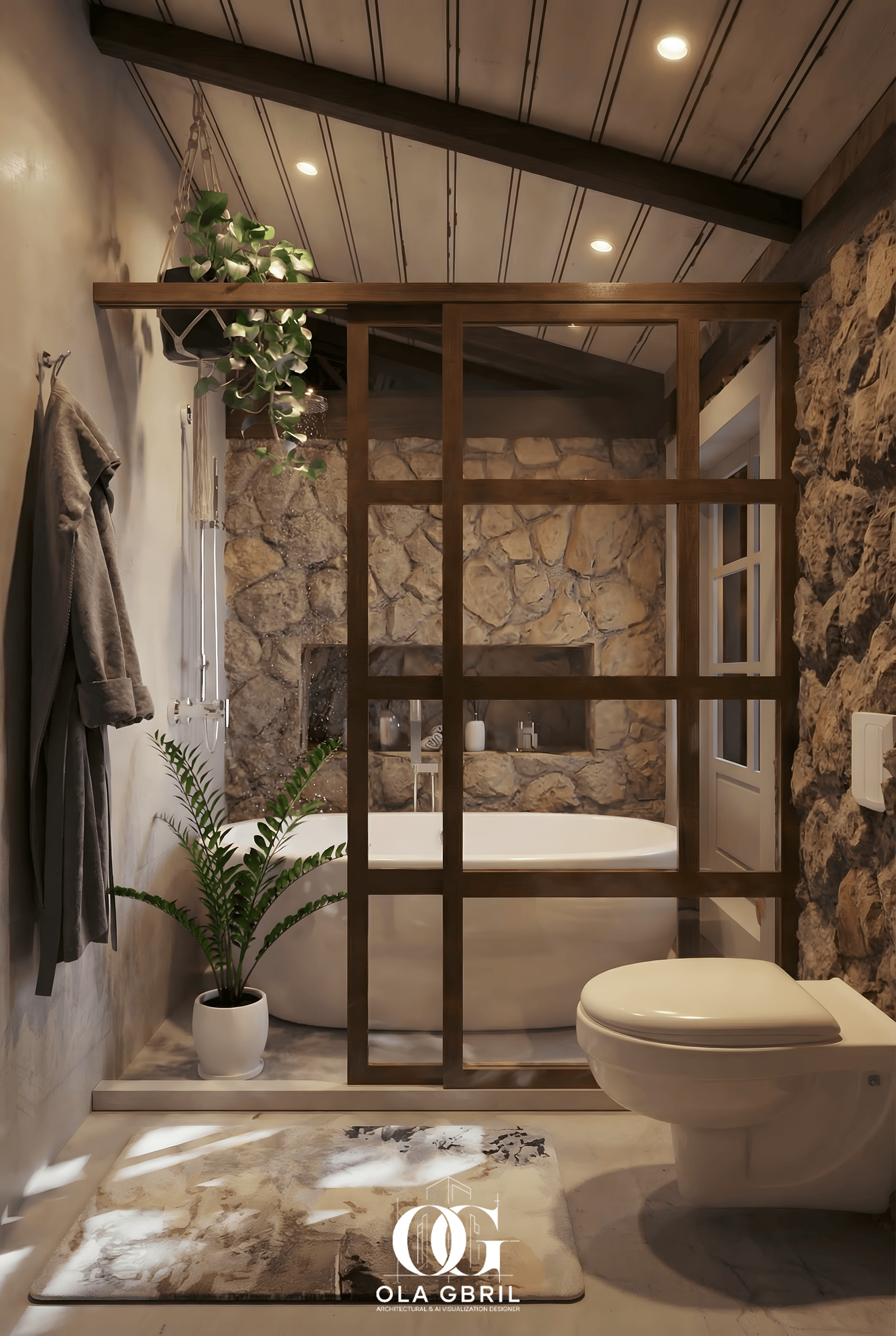 Modern Natural Bathroom | Interior Visualization-9