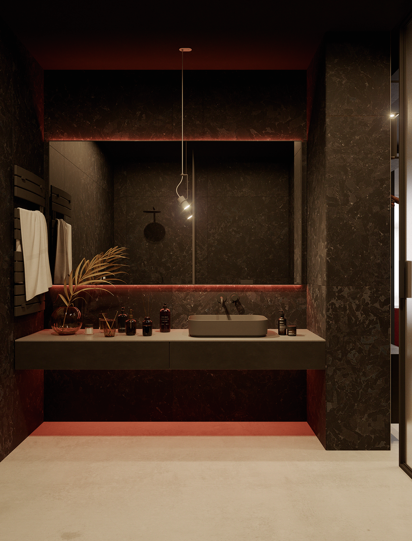 120平 黑红调子 空间设计-23