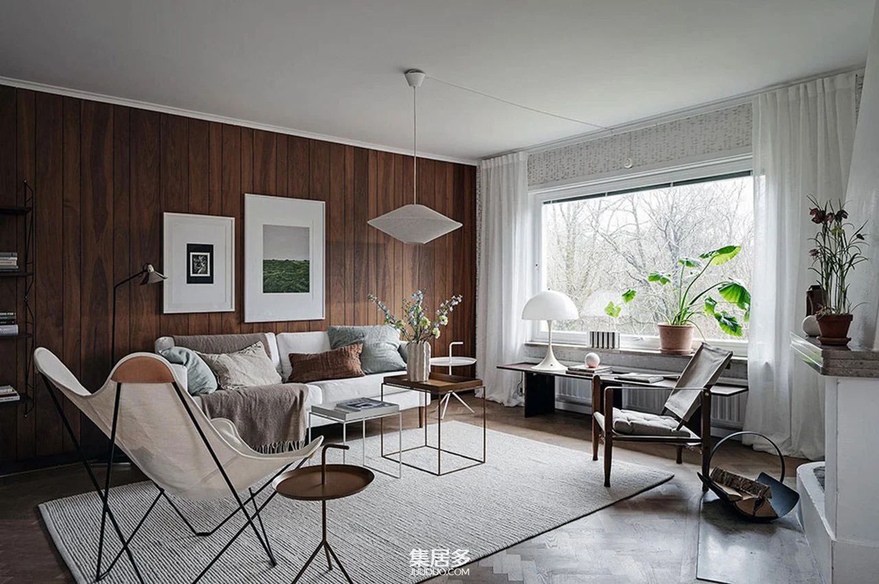 瑞典小屋复古壁纸与木墙设计-8