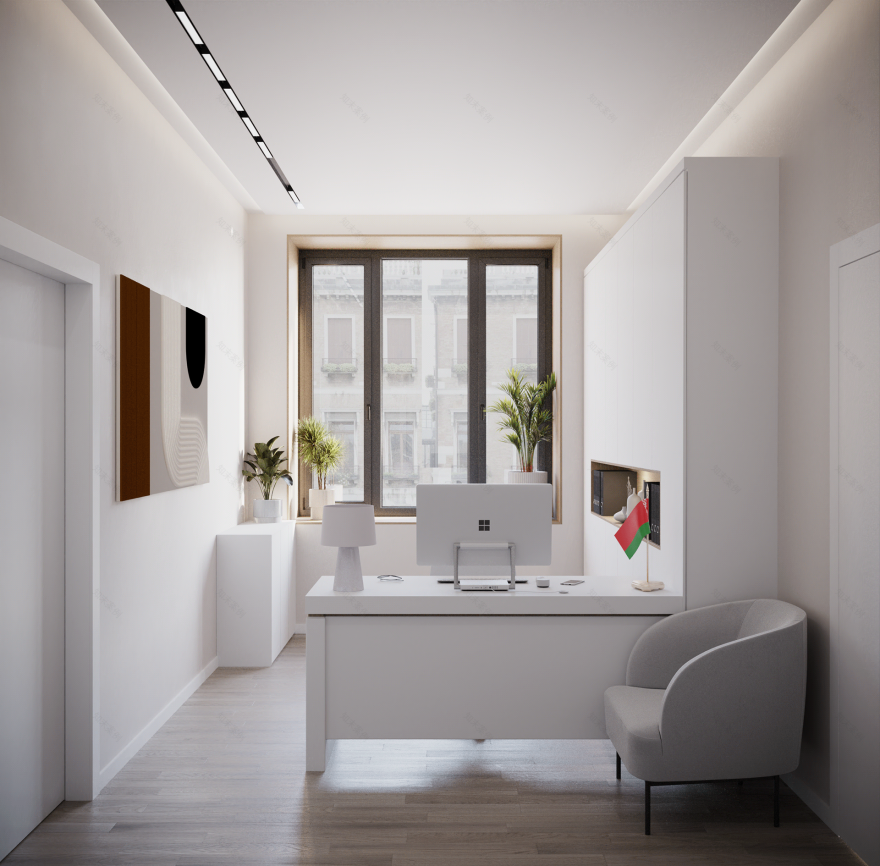 政府机构设计项目(办公室空间室内设计与3D可视化)-30