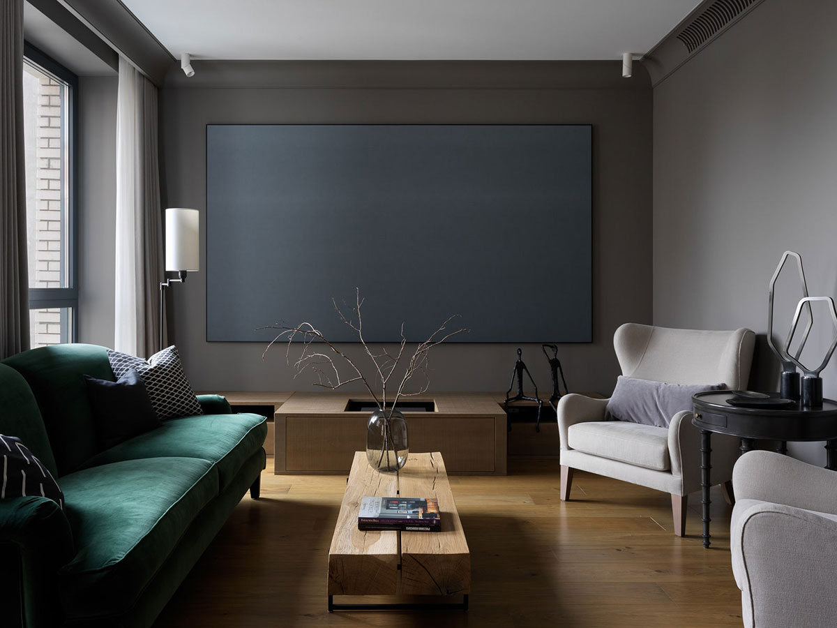 莫斯科现代优雅公寓设计,大胆用色呈现独特氛围-1