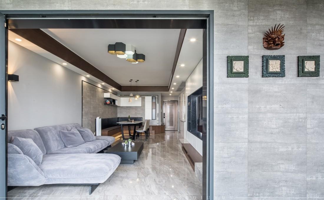 灰色调开放式家居设计,巧妙收纳空间利用-20