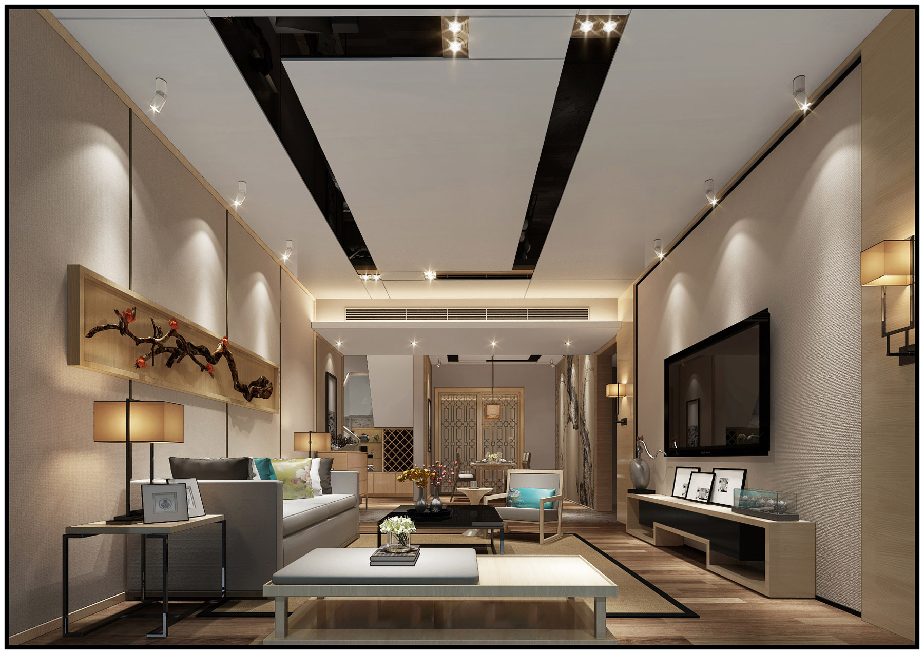 新中式 中式古典 奢华家装别墅样板房-23