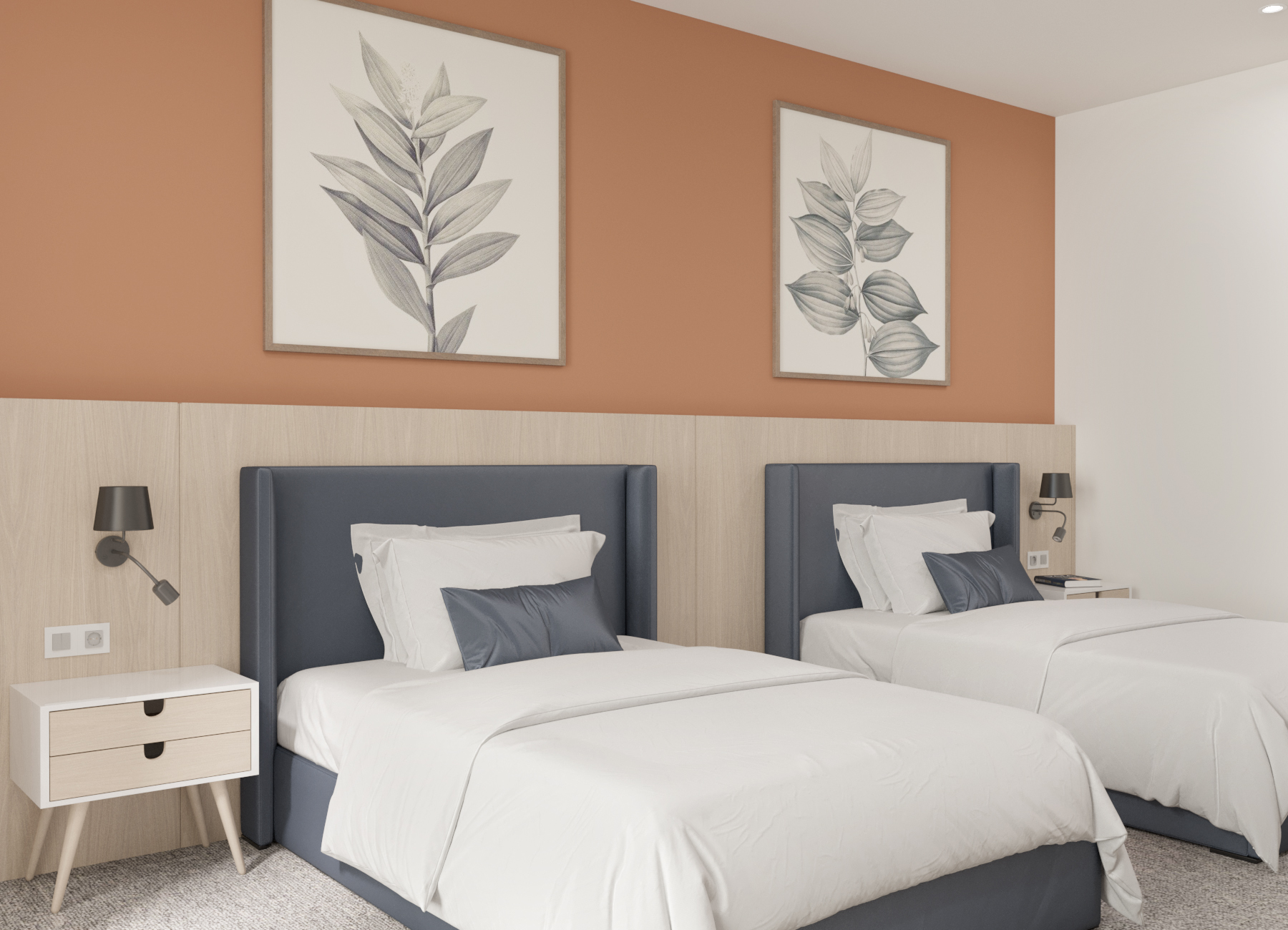 Hotel Room Interior Design. Twin rooms.-5