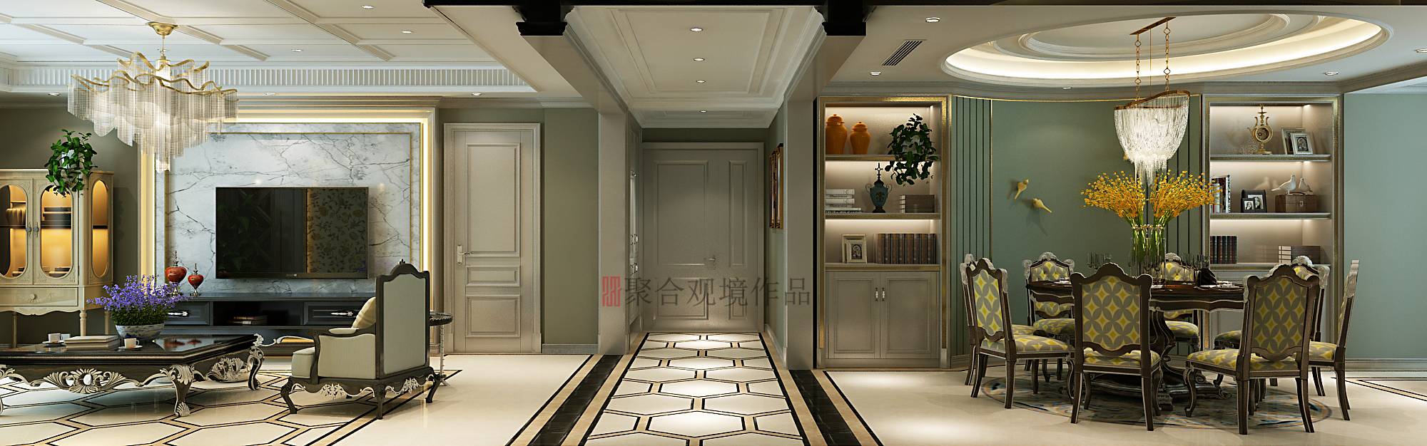 新源燕府灰绿色空间设计,打造精致和谐生活美学-4