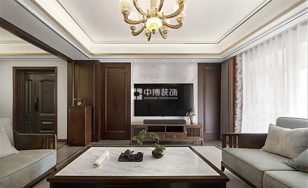 【中博案例】不拘一格的136㎡新中式,古风墨韵,打造高雅宁静住所!-46