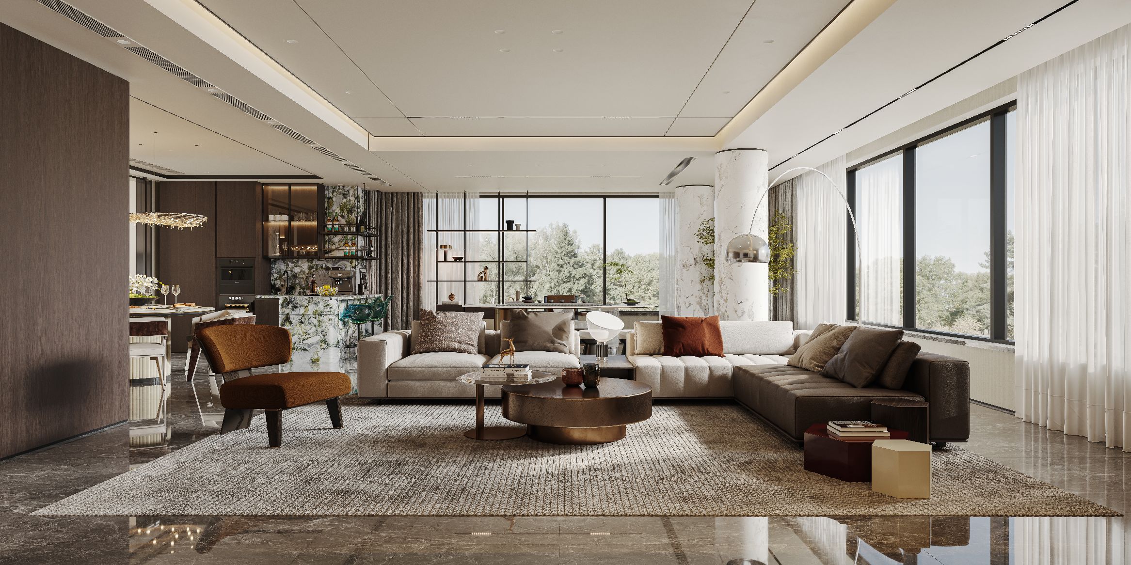 现代轻奢|客餐厅效果图-1