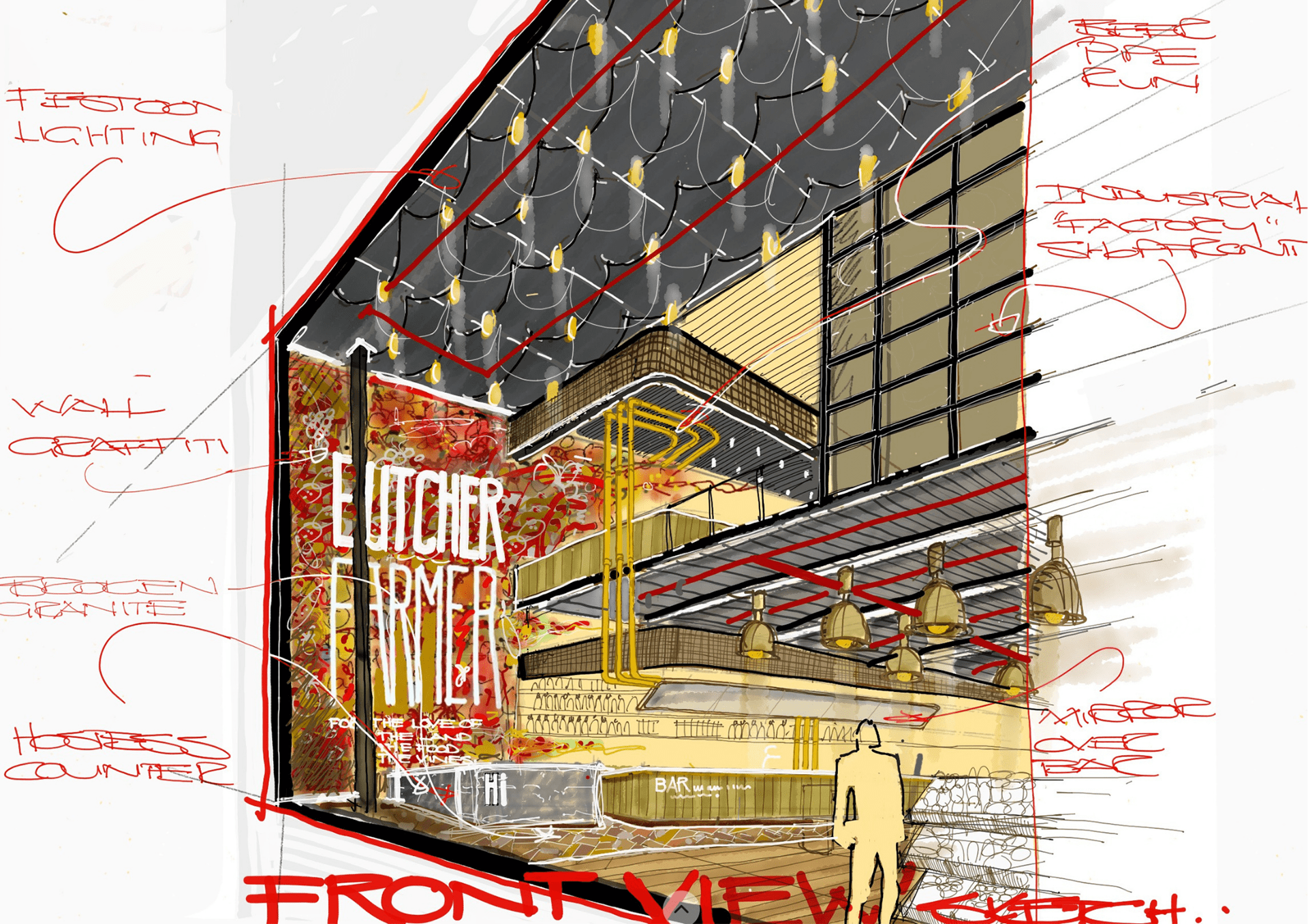 Butcher & The Farmer O2 Arena London| Restaurant Design-57