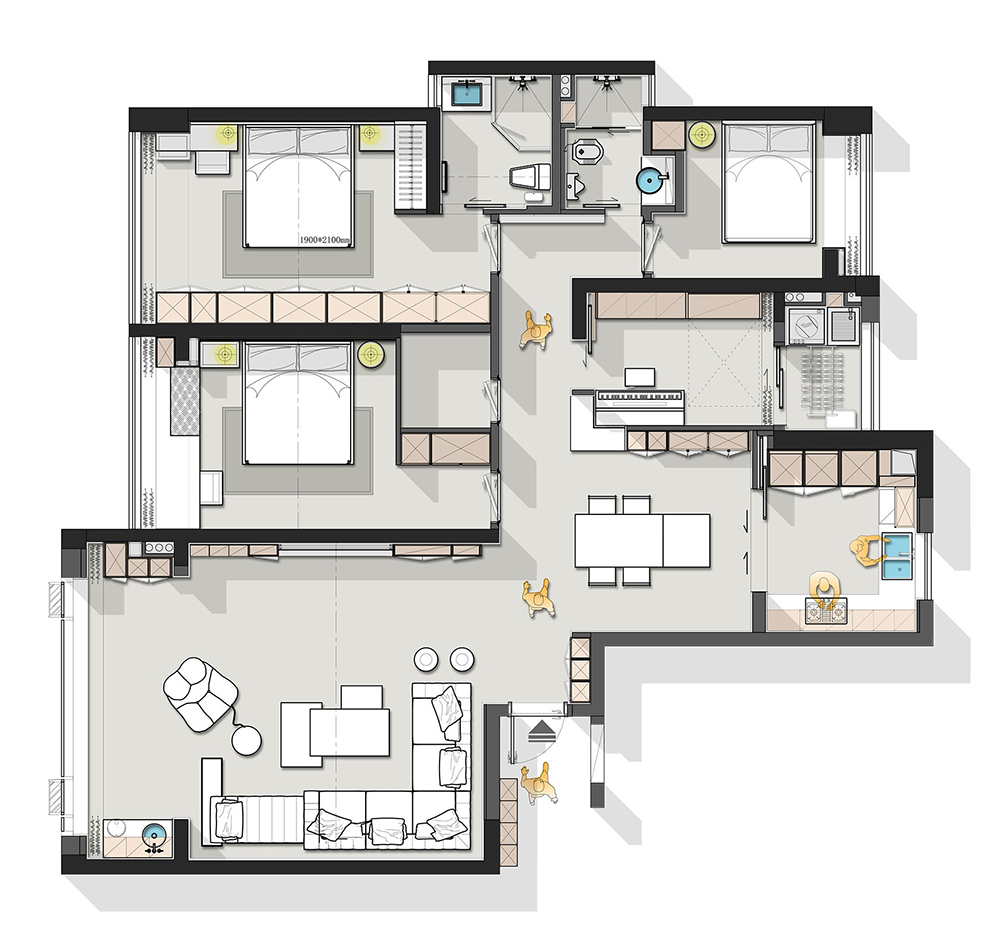 现代简约私宅空间设计丨科盛装饰设计-28