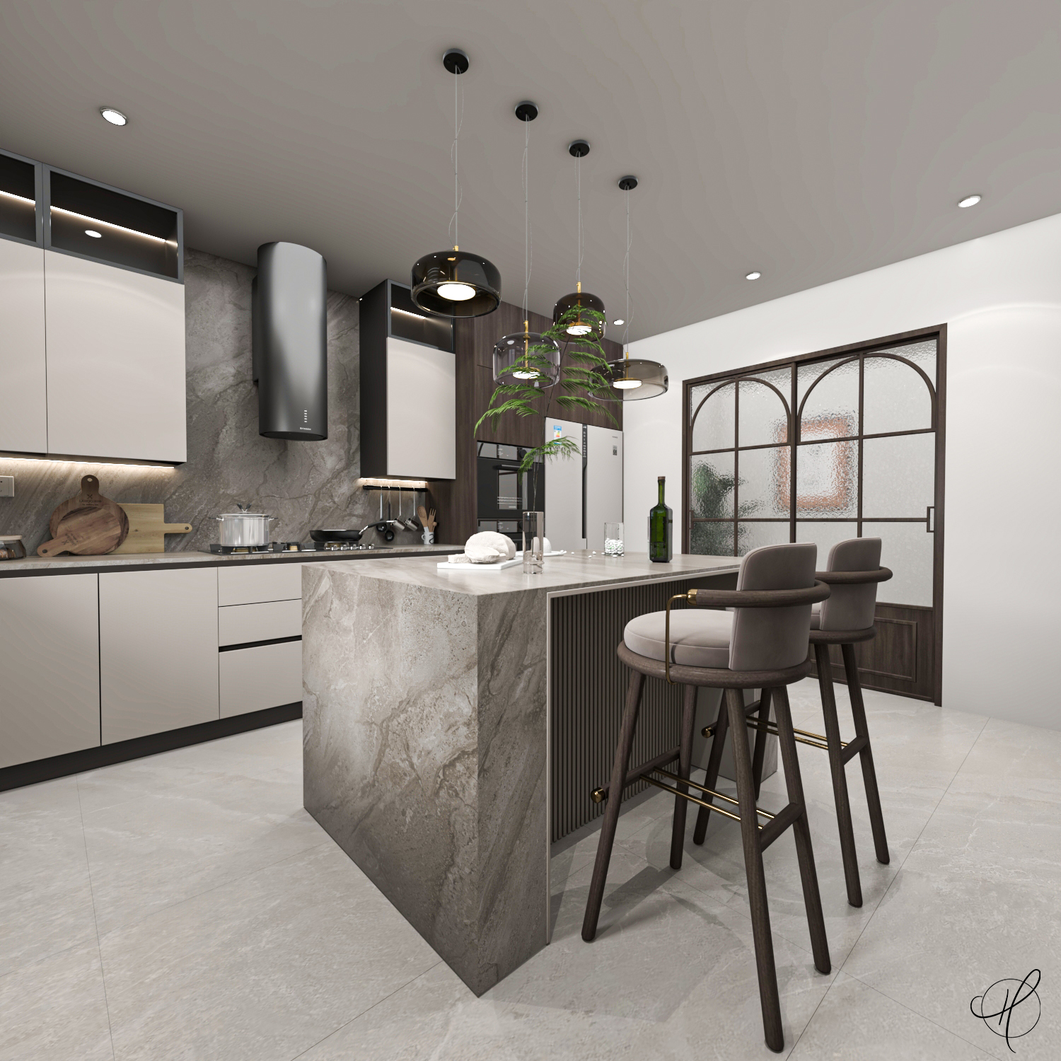 现代别墅厨房丨埃及丨Haneen Elsayed Ahmed-11