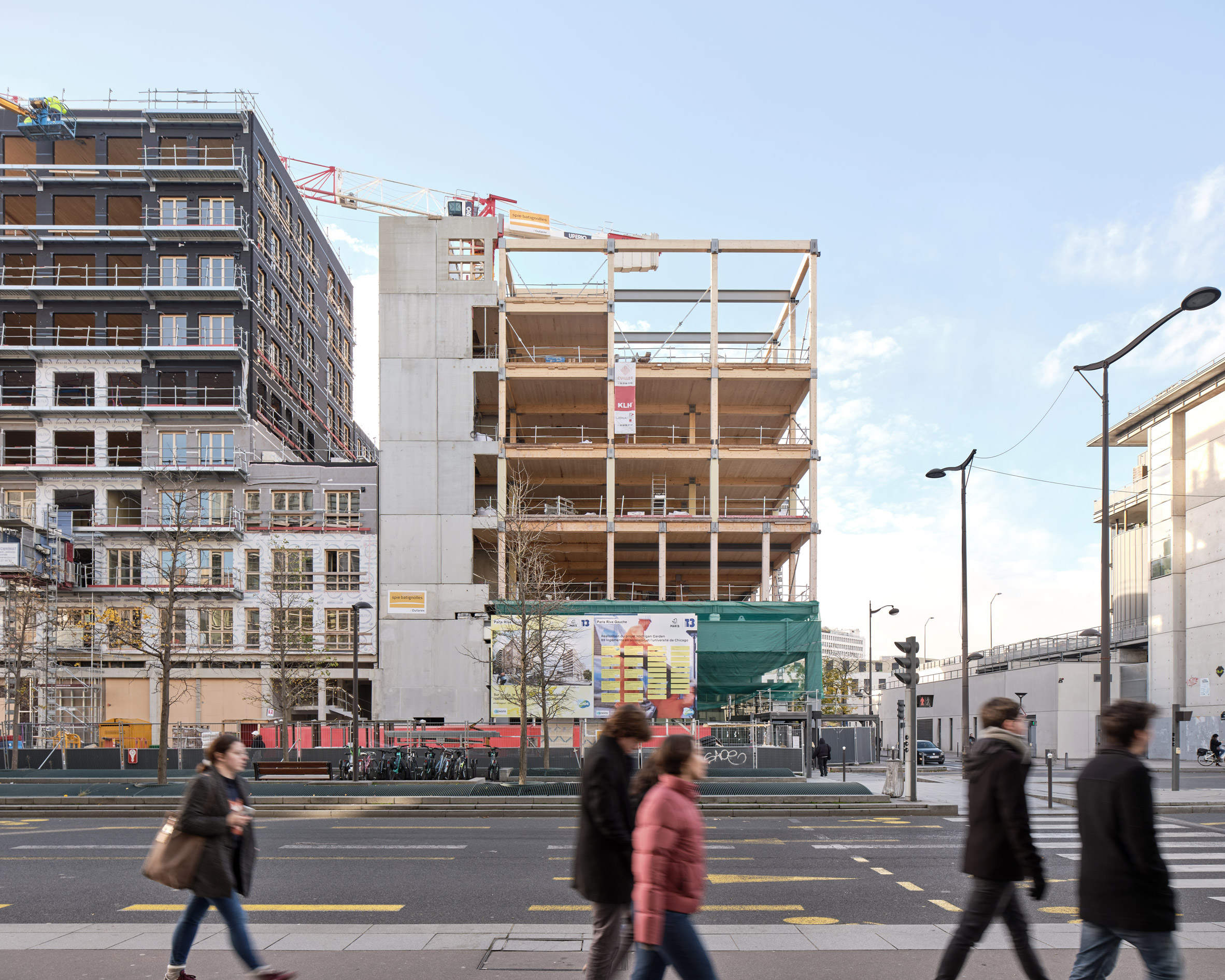 Images reveal construction of Studio Gang university in Paris built with 50 per cent natural materials-7