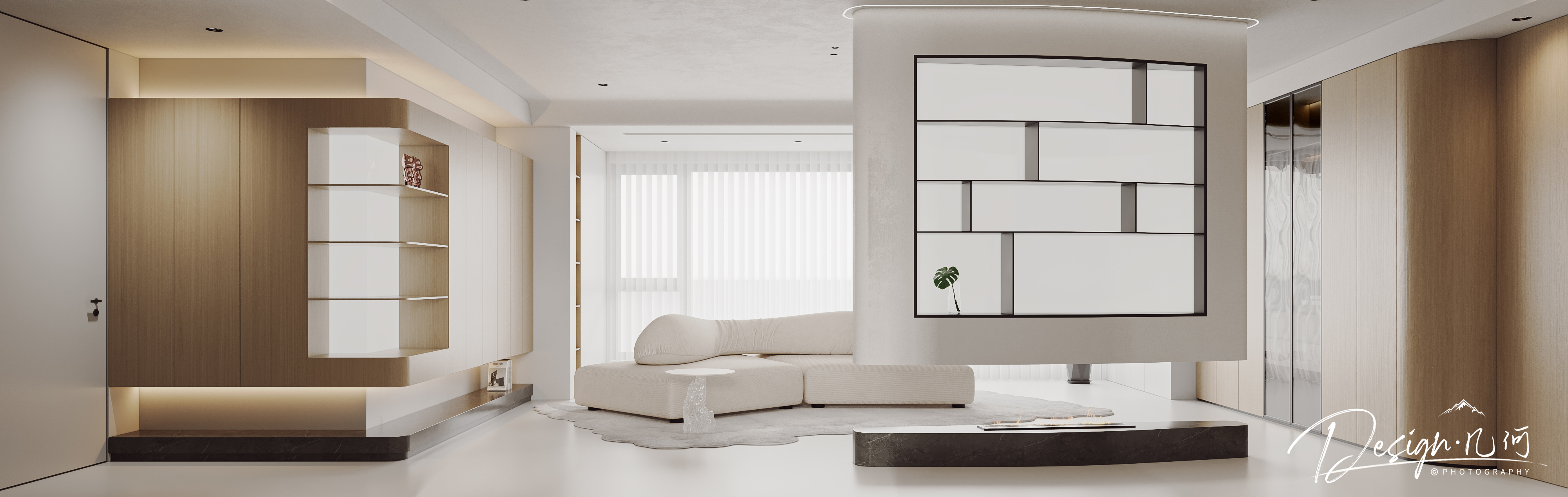 几何空间视觉表现 | 江山赋原木风现代客餐厅-4