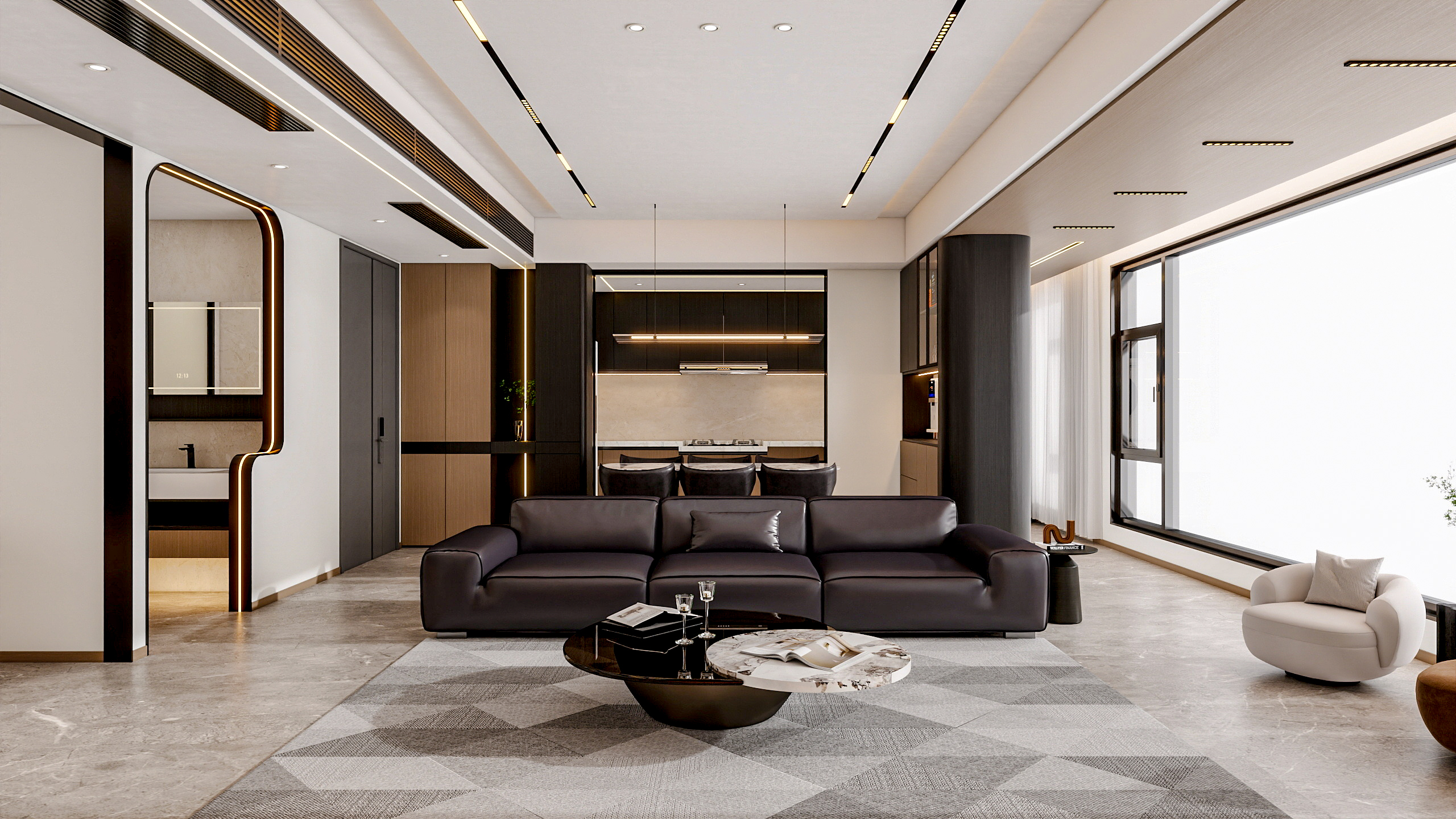 四川成都锦粼湖院二期（118平方意式极简三居室）-1