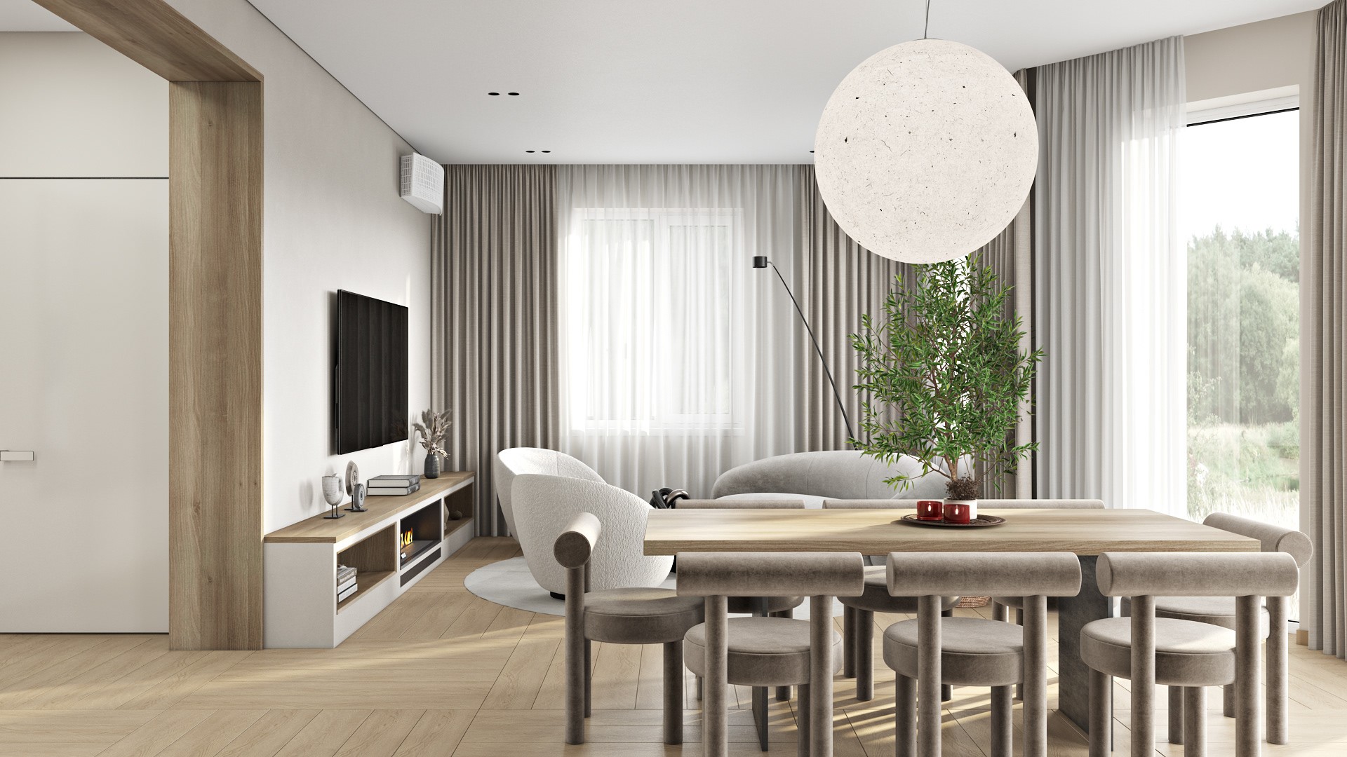 原木与浅灰色室内设计-9