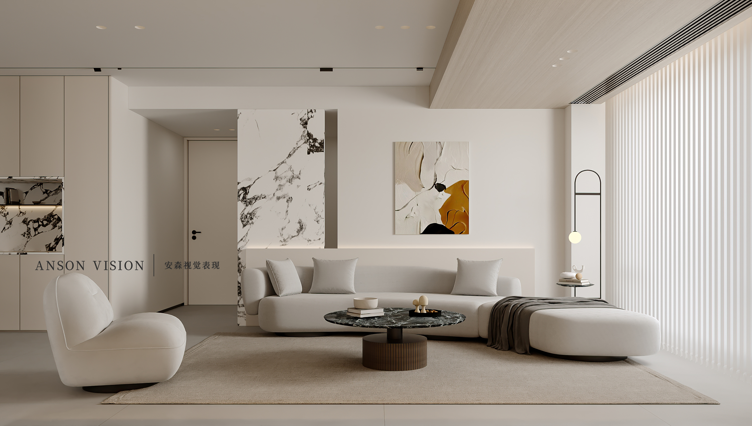 璞 现代奶油温柔风家装表现丨Ansonvision·蒙头睡-6