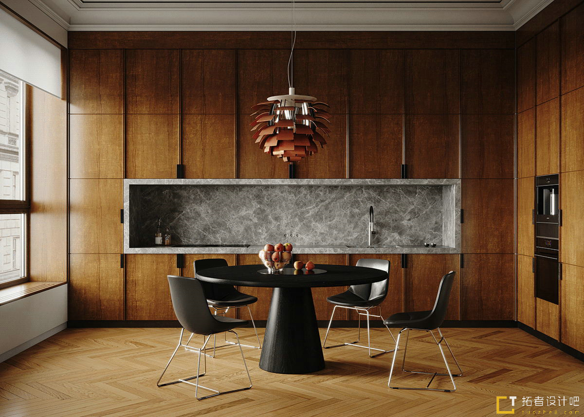 胡桃木+灰橙  意式质感空间设计！-11