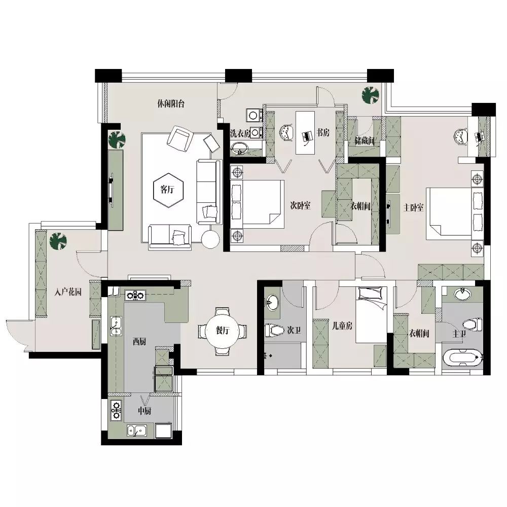 优雅知性，成都 180 平米美式四居室设计-24