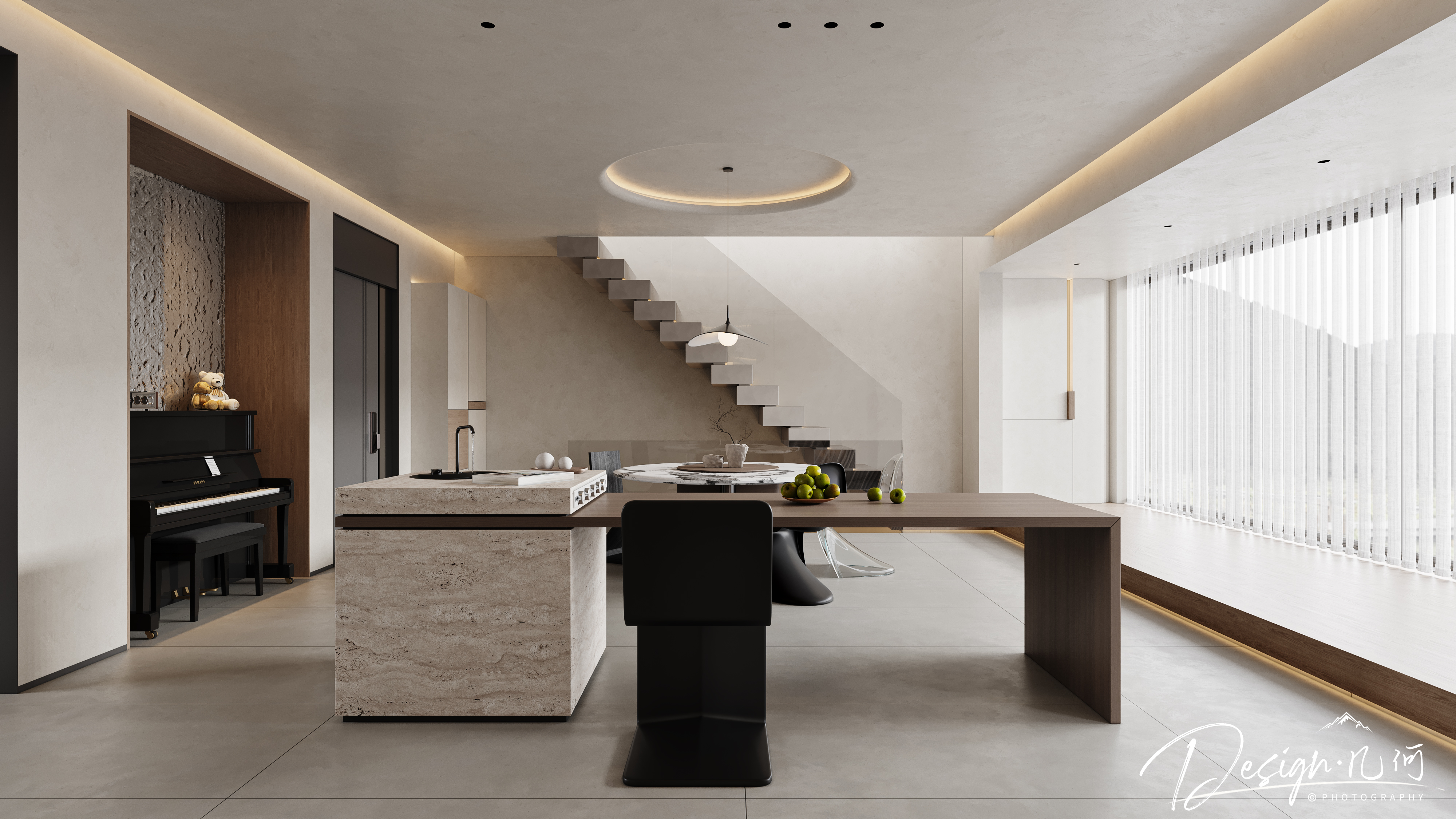 几何空间视觉表现 | 吾悦公馆现代复试客餐厅-1