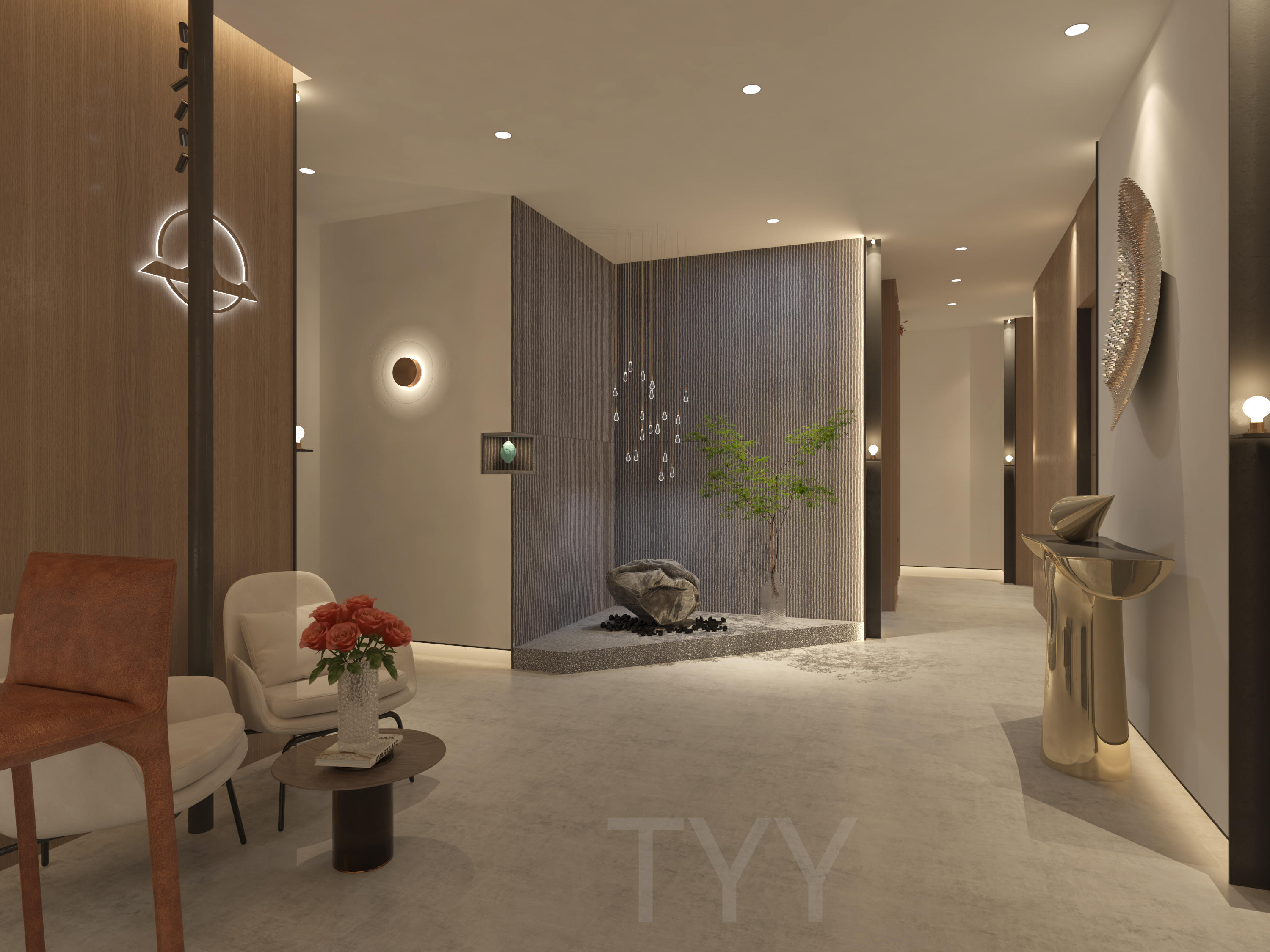 新派酒店茶室客房餐饮一体设计-4