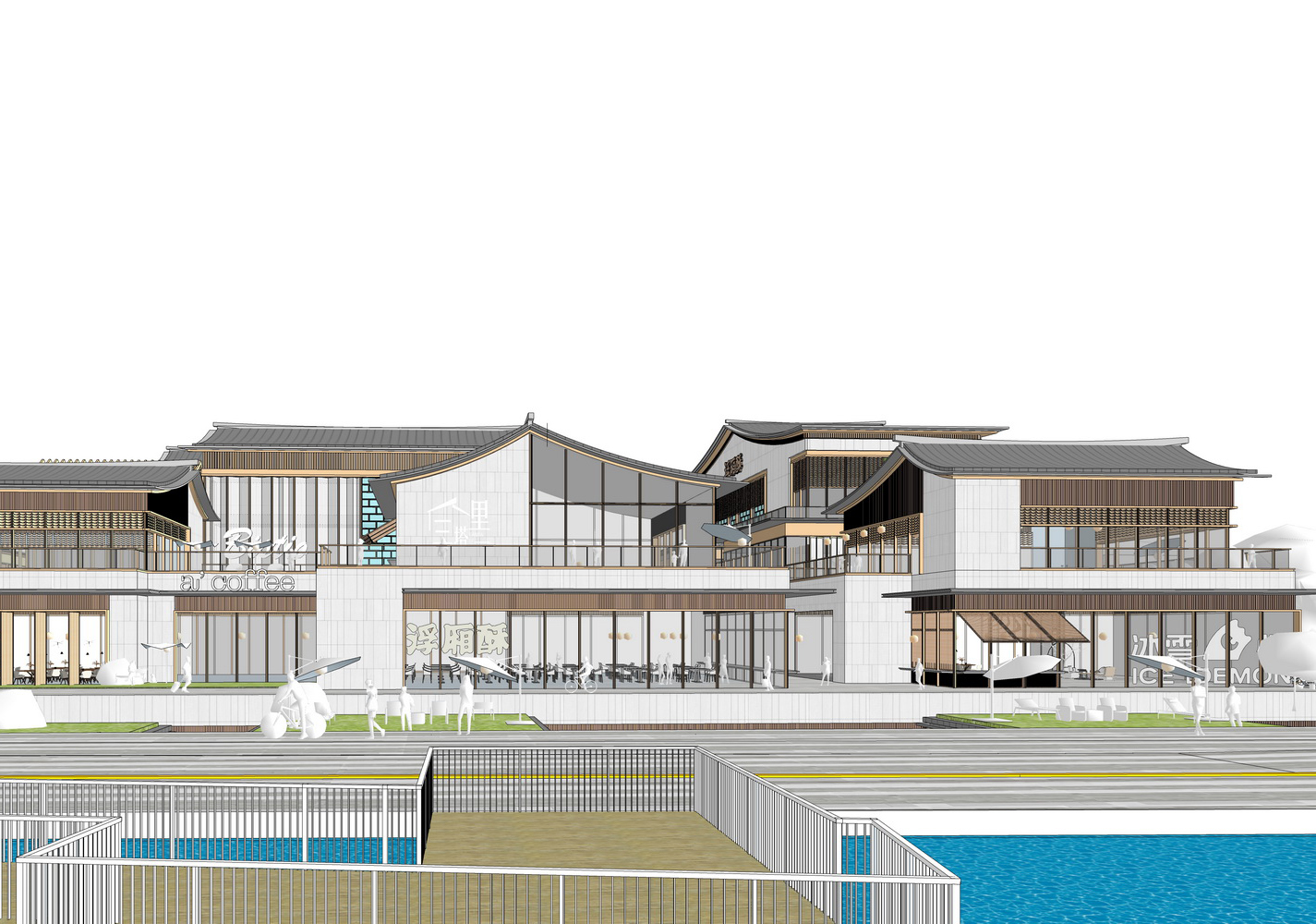 嘉兴南湖三塔里新中式商业街SU模型-6