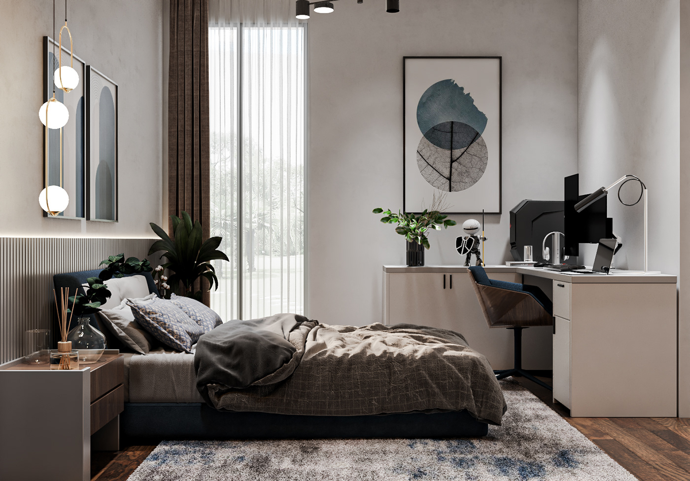 Anastasiya Gushchina丨平层丨SINGLE BEDROOM , TWO DESIGNS-1