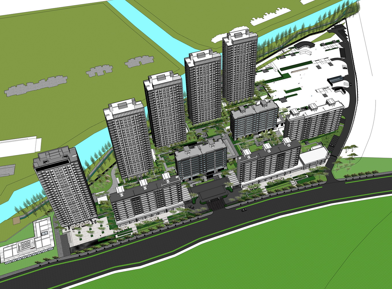 杭州万科蜀山大区景观SU模型-4
