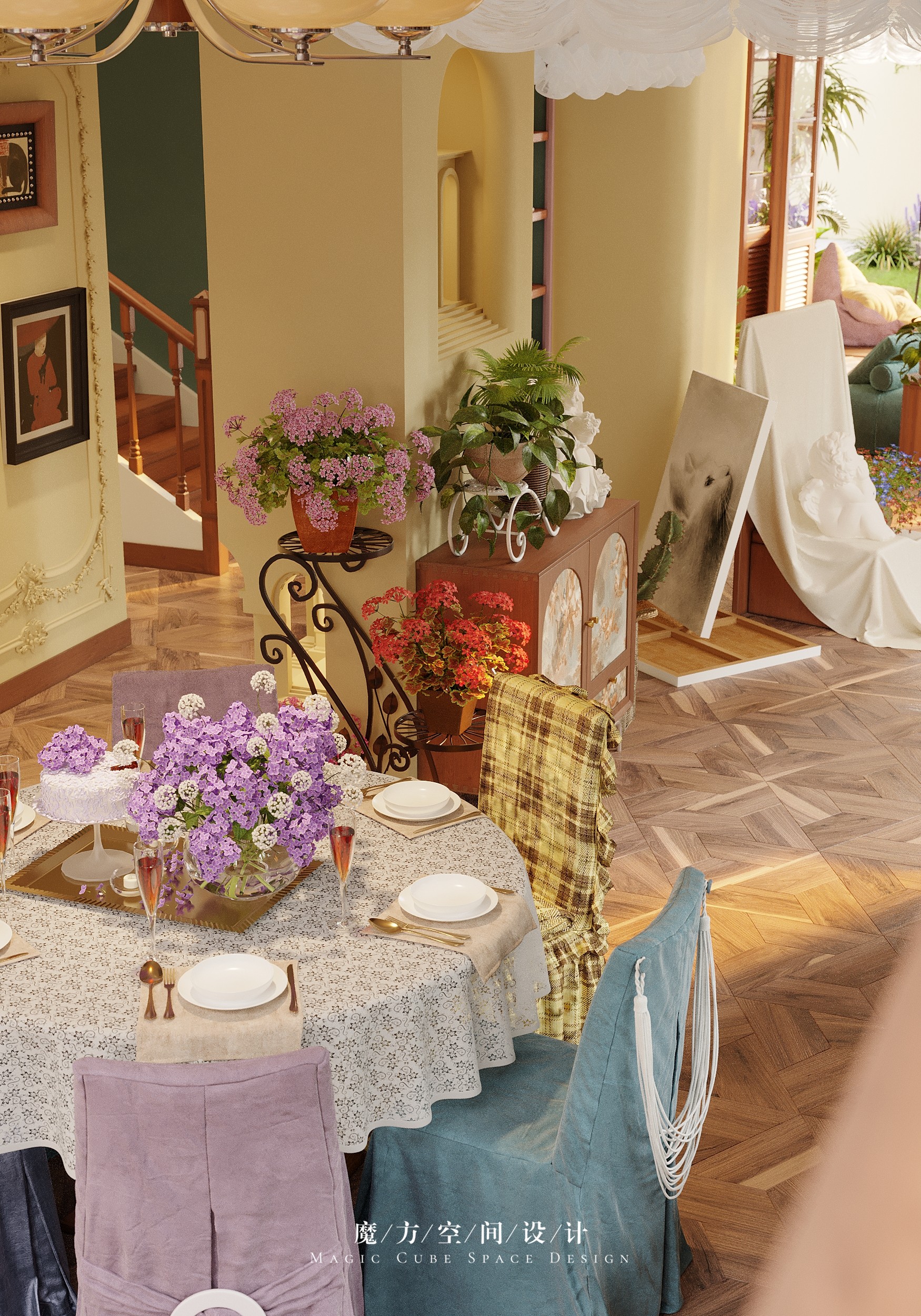 大连•法式复古别墅设计丨中国大连丨魔方空间设计-49
