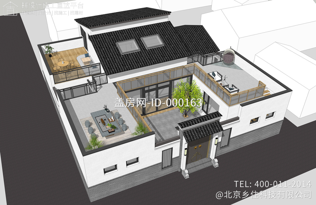 【设计师案例】土建参考造价40万，面宽15.8m×进深16m北京通州二层新中式别墅-38