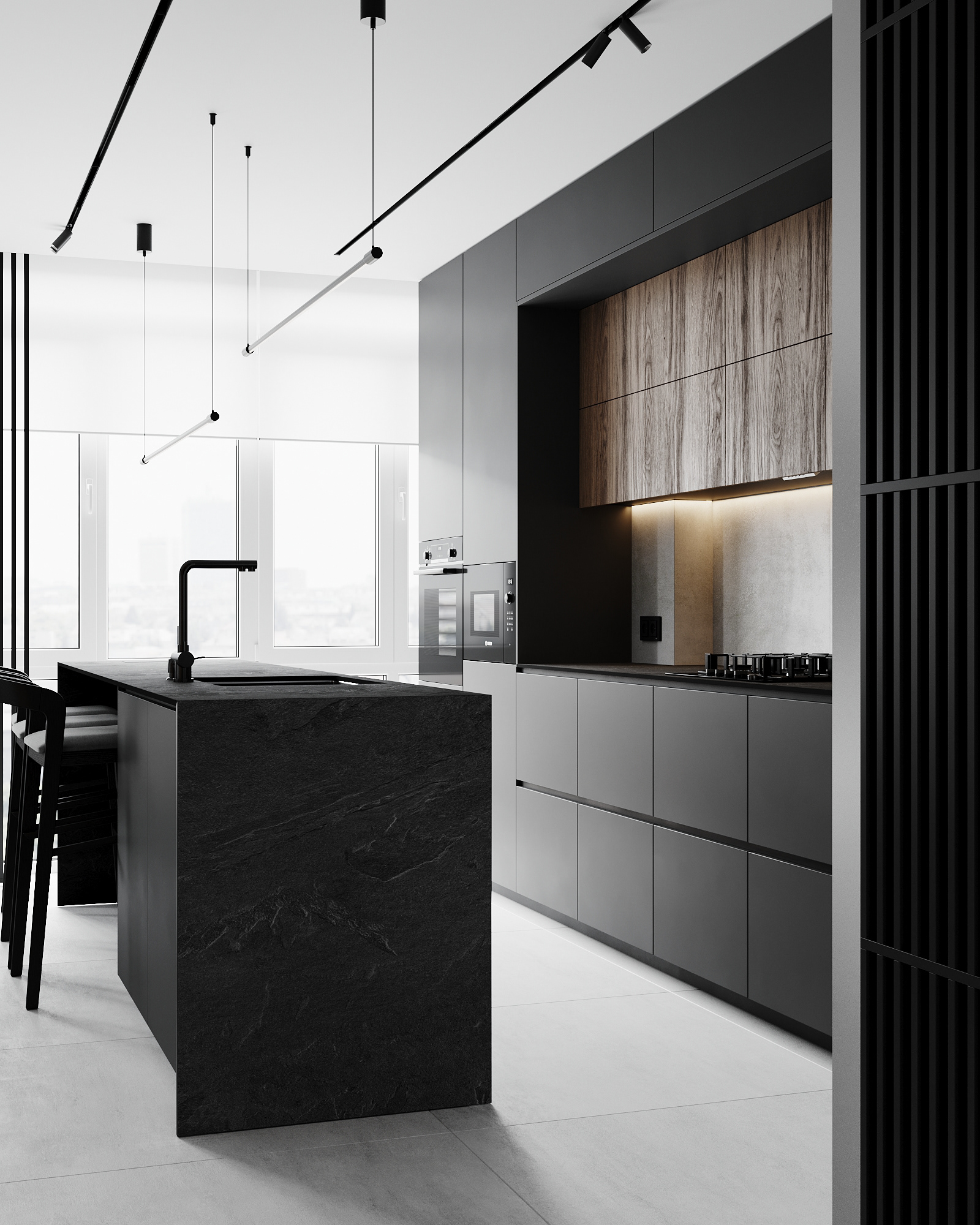 黑白简约，现代空间设计！-7