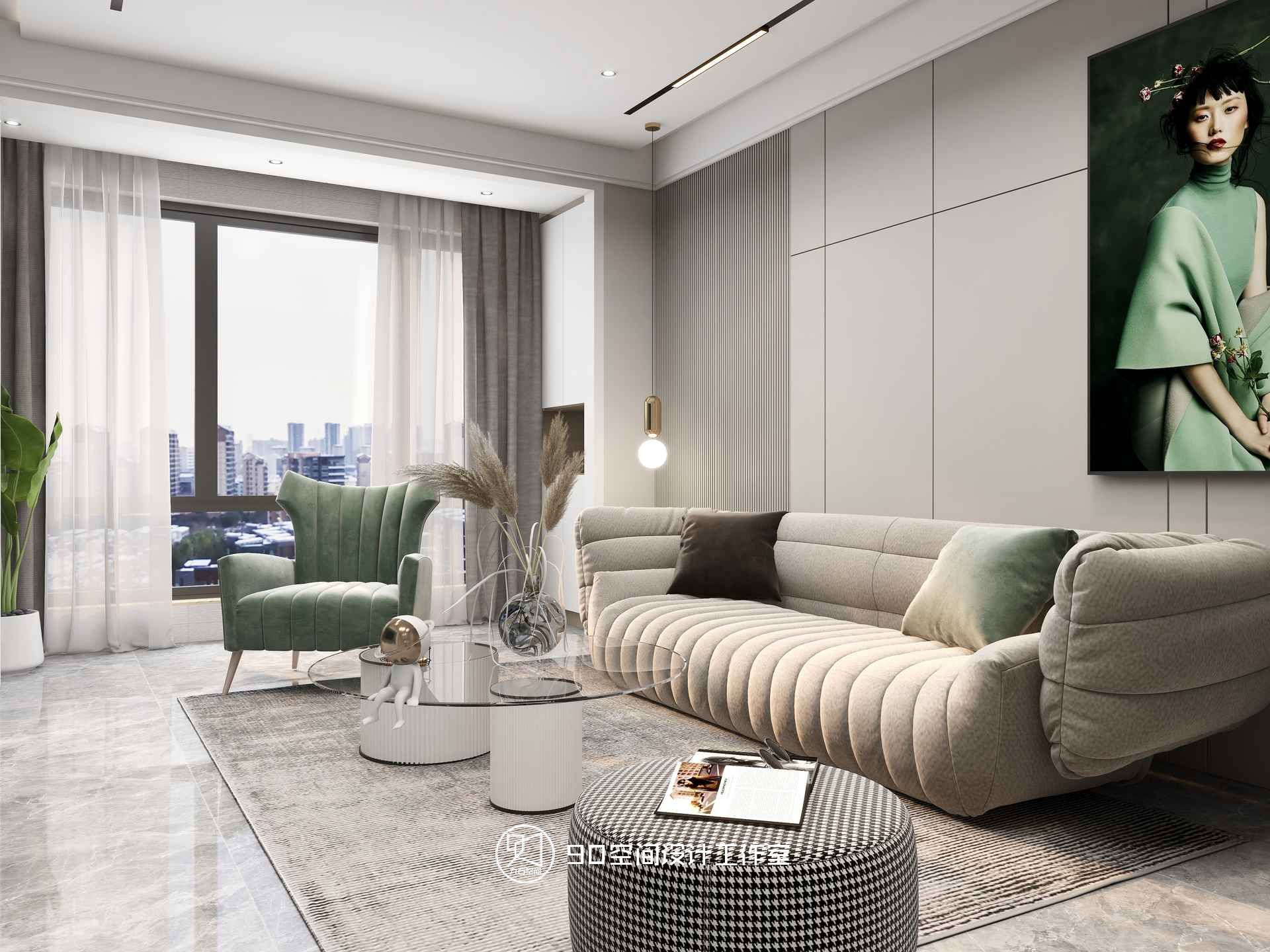 《薄荷绿》87 平方现代简约空间设计-15