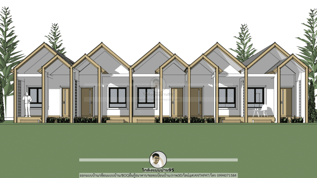 แบบรีสอร์ท P-2265 ไอเดียที่พักรีสอร์ทสวย ๆ สไตล์นอร์ดิก 5 ห้อง-5