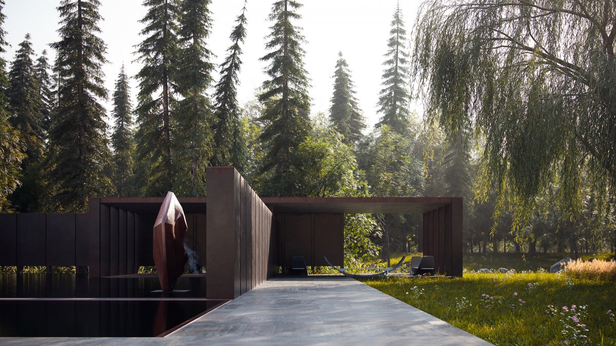 悬浮之居 | 耐候钢、陶瓷与玻璃的艺术融合-10