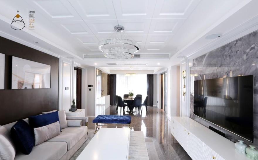 145㎡现代轻奢平层,普鲁士蓝的静谧优雅-4